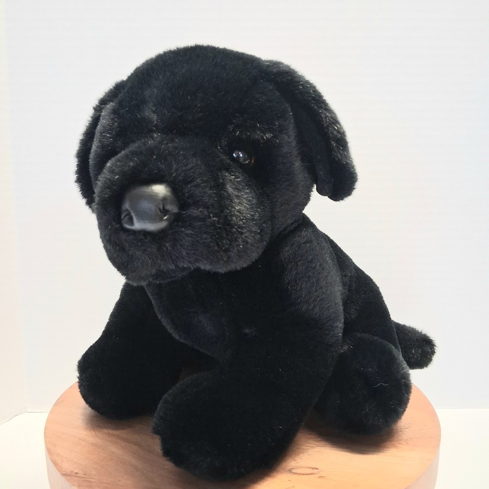 Vintage Douglas Cuddle Toy Black Labrador Retriever Puppy Sitting 10" RETIRED
